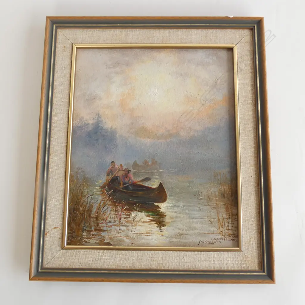 J M MADDEN OIL AMERICAN INDIAN CANOES 255 X 210mm Image 1++