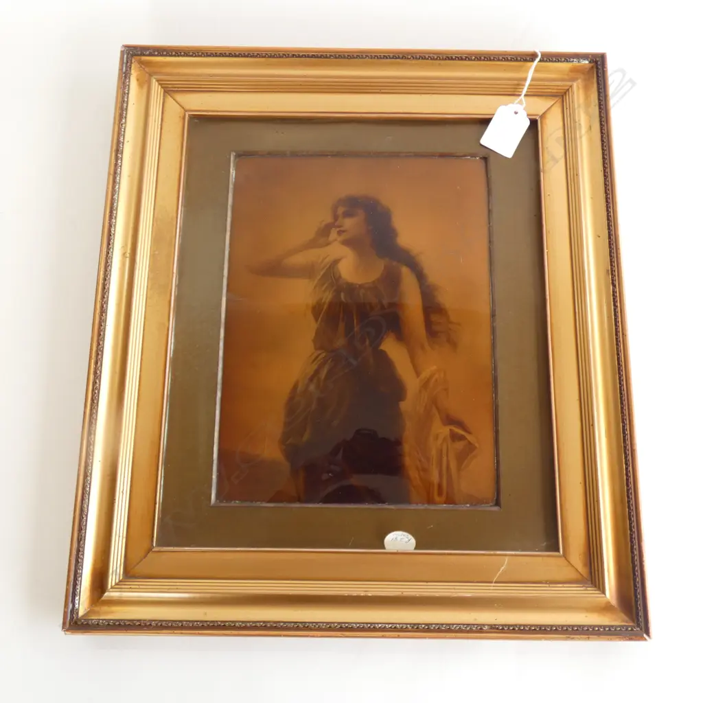 c1900 CRYSTOLEUM COMTEMPLATIVE YOUNG WOMAN  Image 1++