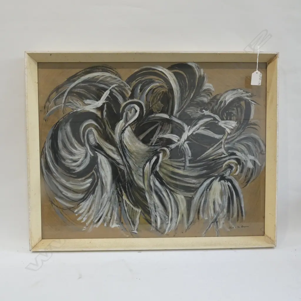 WATER COLOUR ON BOARD ABSTRACT 'RHYTHM' BY FREDA M BROWN 460 X 600MM  Image 1++