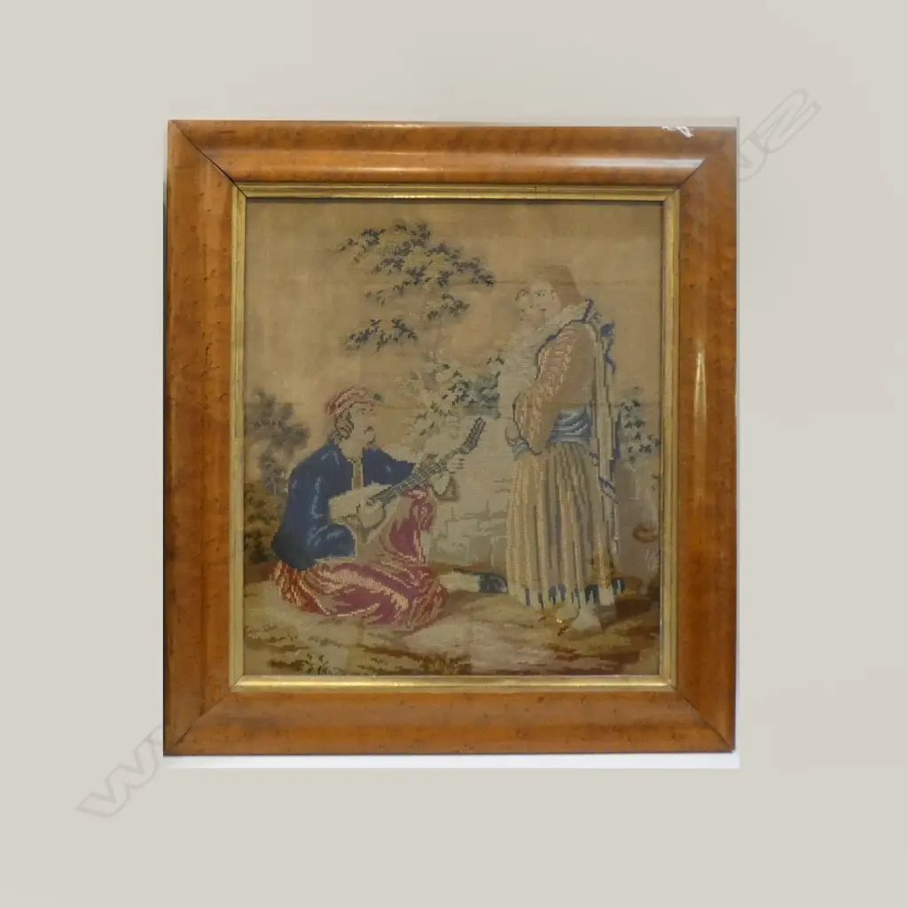 ANTIQUE WOOD FRAMED TAPESTRY 370 X 430MM Image 1++