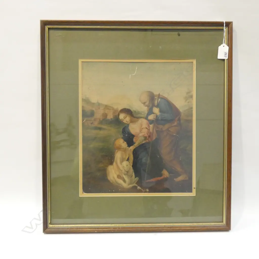 OLD FRAMED 'RAPHAEL' PRINT 'THE HOLY FAMILY'  330 X 270MM Image 1++