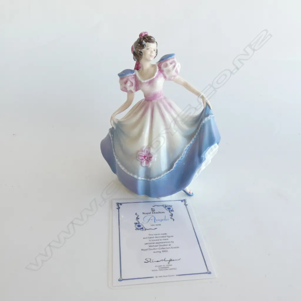 ROYAL DOULTON FIGURINE SIGNED BY MICHAEL DOULTON 1992  'ANGELA' H 210MM CERTIFICATE INC. Image 1++