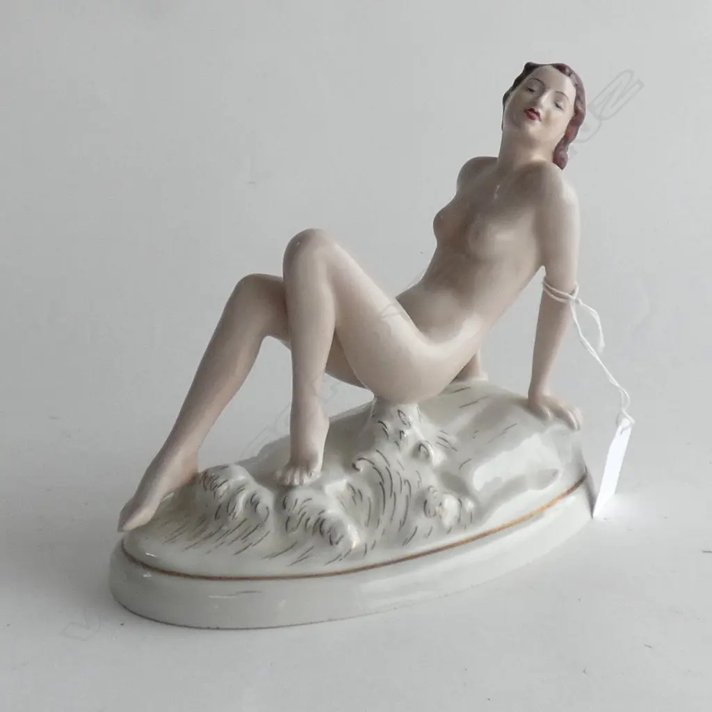 1940'S GERMAN PORCELAIN FIGURINE NAKED WOMAN H.160mm Image 1++