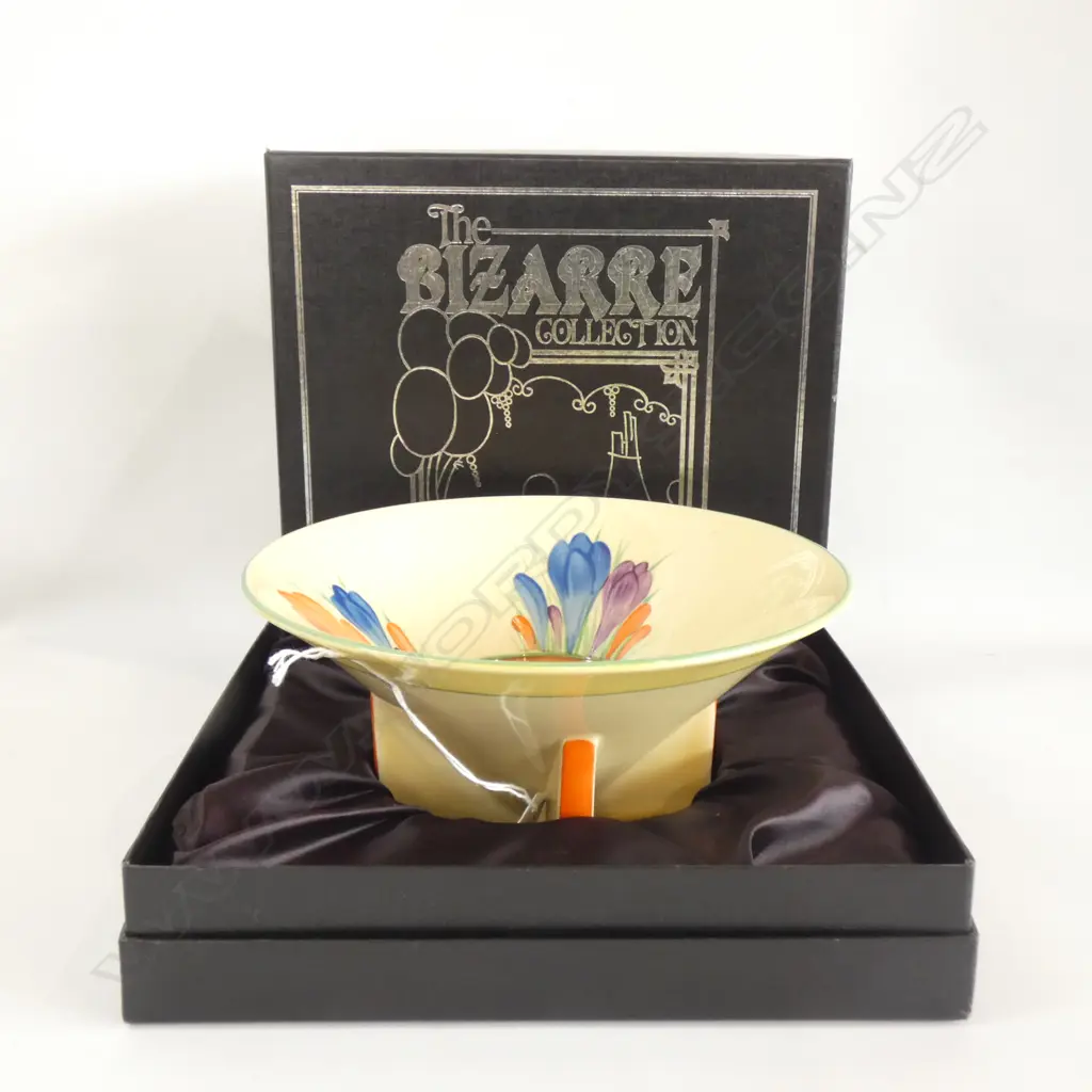 REPO CLARICE CLIFF BIZARRE CROCUS BOWL DIA 205MM - AS NEW IN ORIGINAL BOX Image 1++