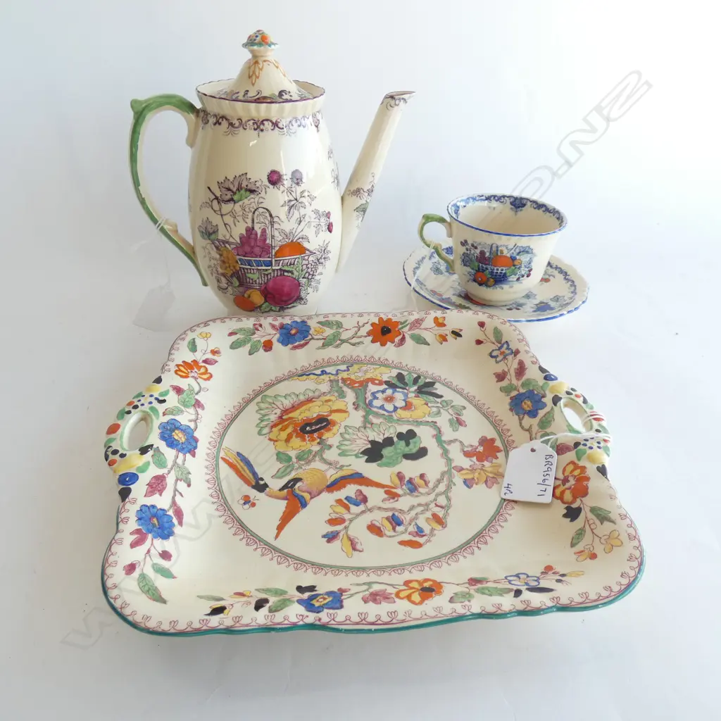 MASONS IRONSTONE COFFEE POT, JUG,PLATE & C&S Image 1++
