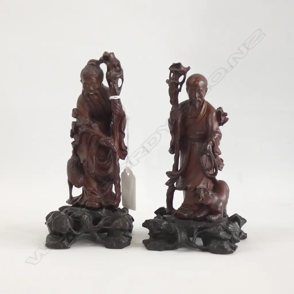 PR SM WOODEN CARVED ORIENTAL FIGURES H. 160MM Image 1++