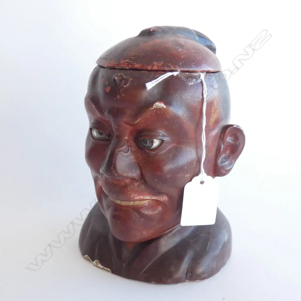 VINTAGE JAPANESE FIGURAL PAPIER MACHE TOBACCO JAR H. 190MM Image 1++