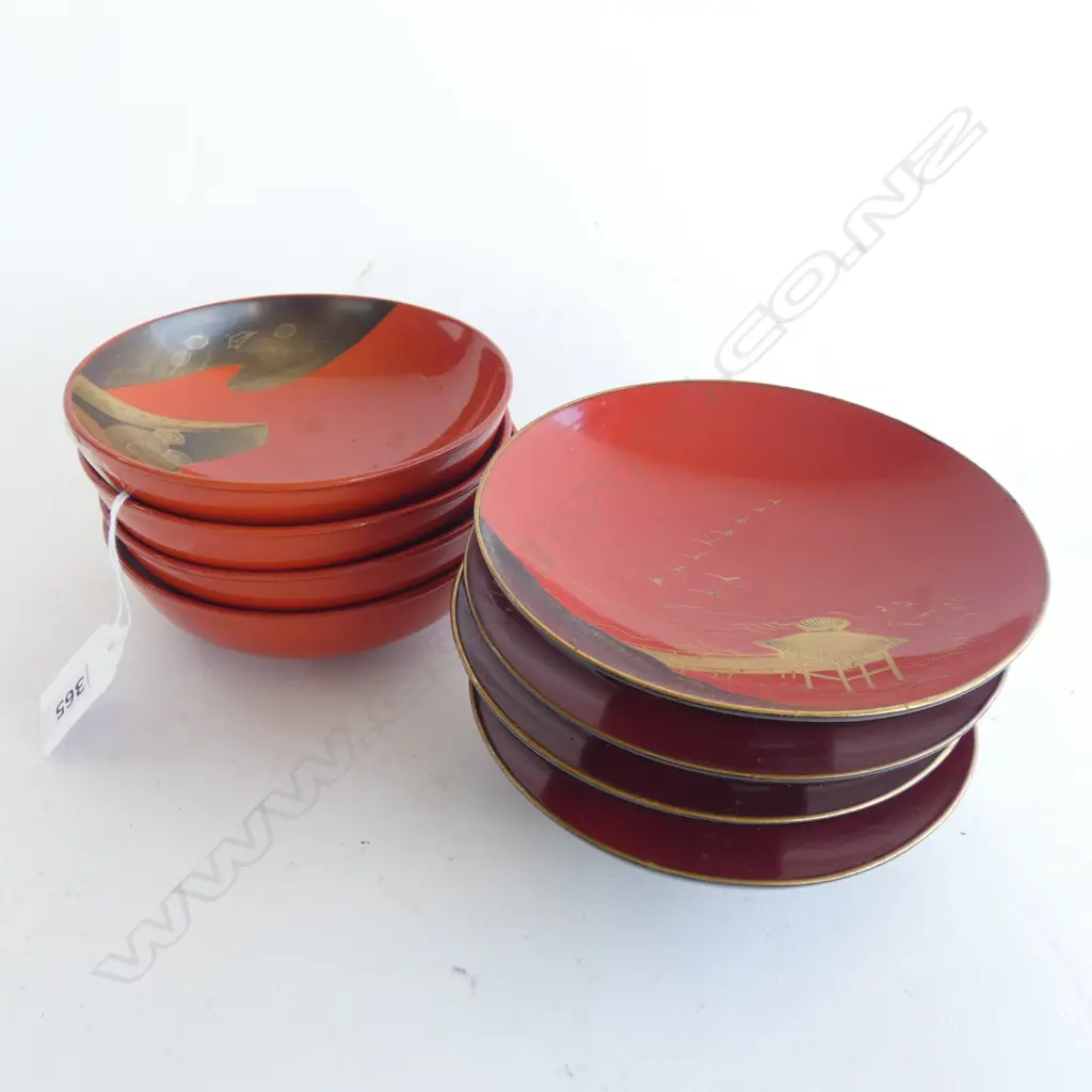 2 SETS OF FOUR JAPANESE LACQUER LIDS Image 1++