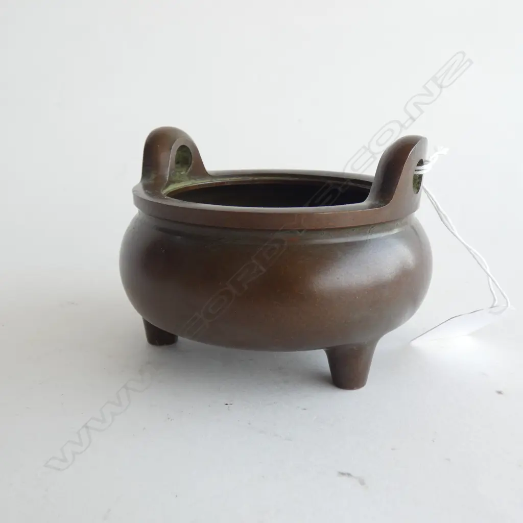 CHINESE BRONZE INCENSE BURNER 105mm dia Image 1++