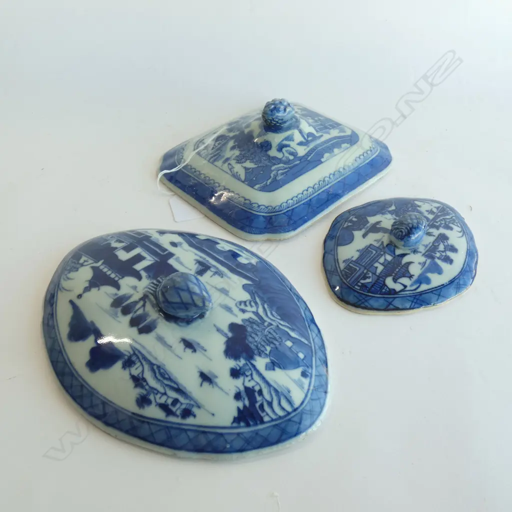 3 x CHINESE CANTON LIDS 18TH/19TH CENTURY. Image 1++