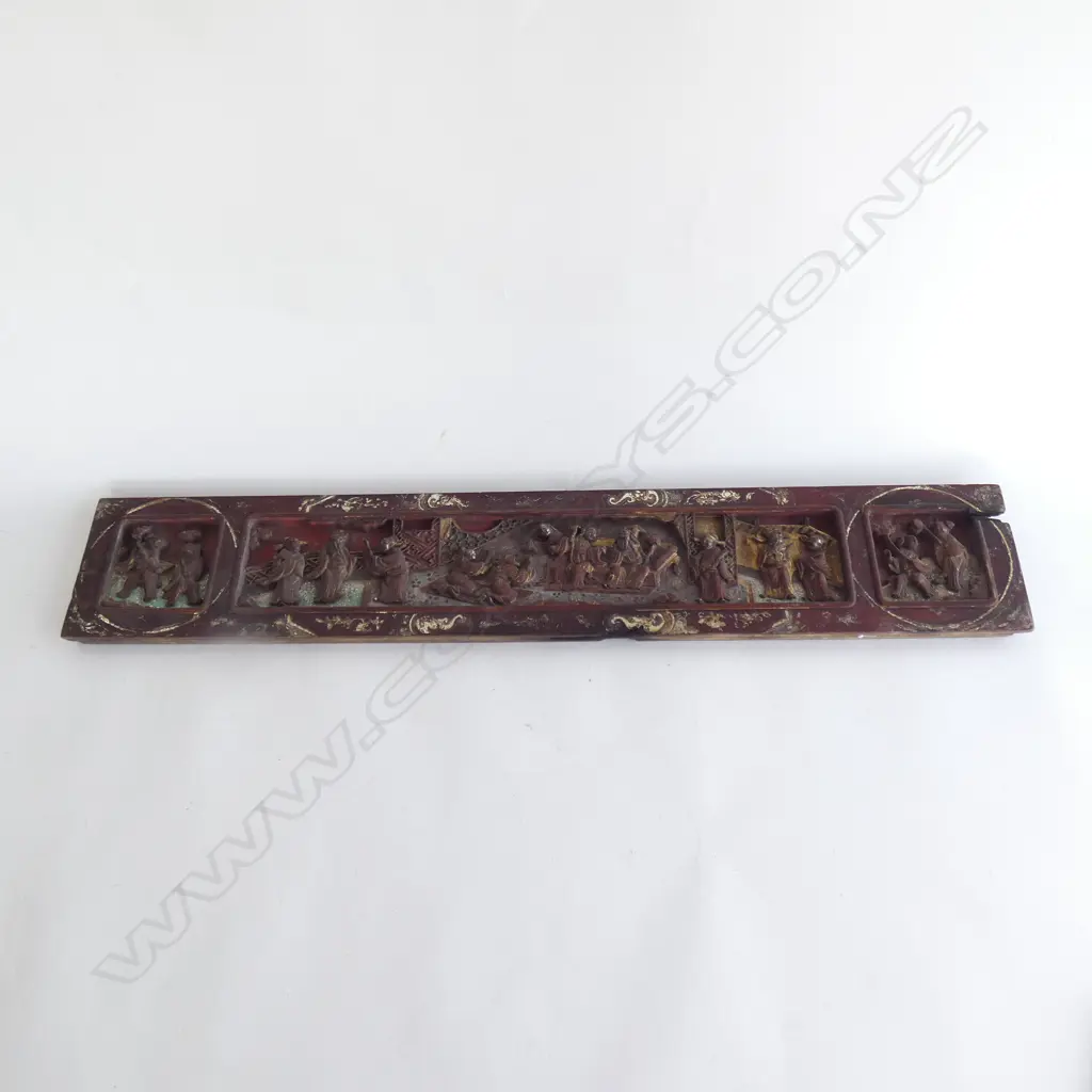 CHINESE ANTIQUE CARVED WOODEN PLAQUE 805x140mm Image 1++