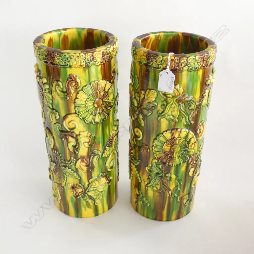 PR JAPANESE AWAJI WARE VASES H.335mm Image 1++