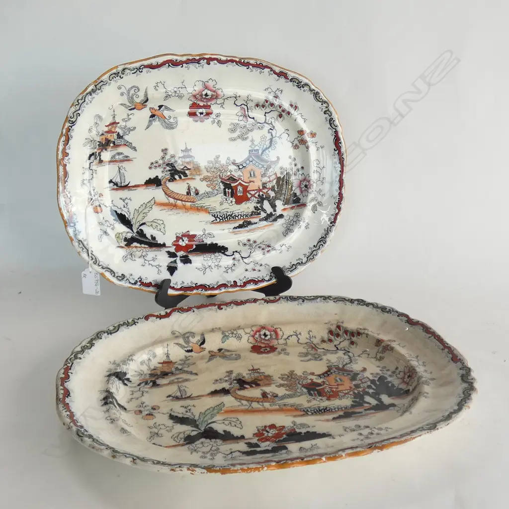 2 ANTIQUE MASONS PLATTERS 430 MM,380 MM Image 1++