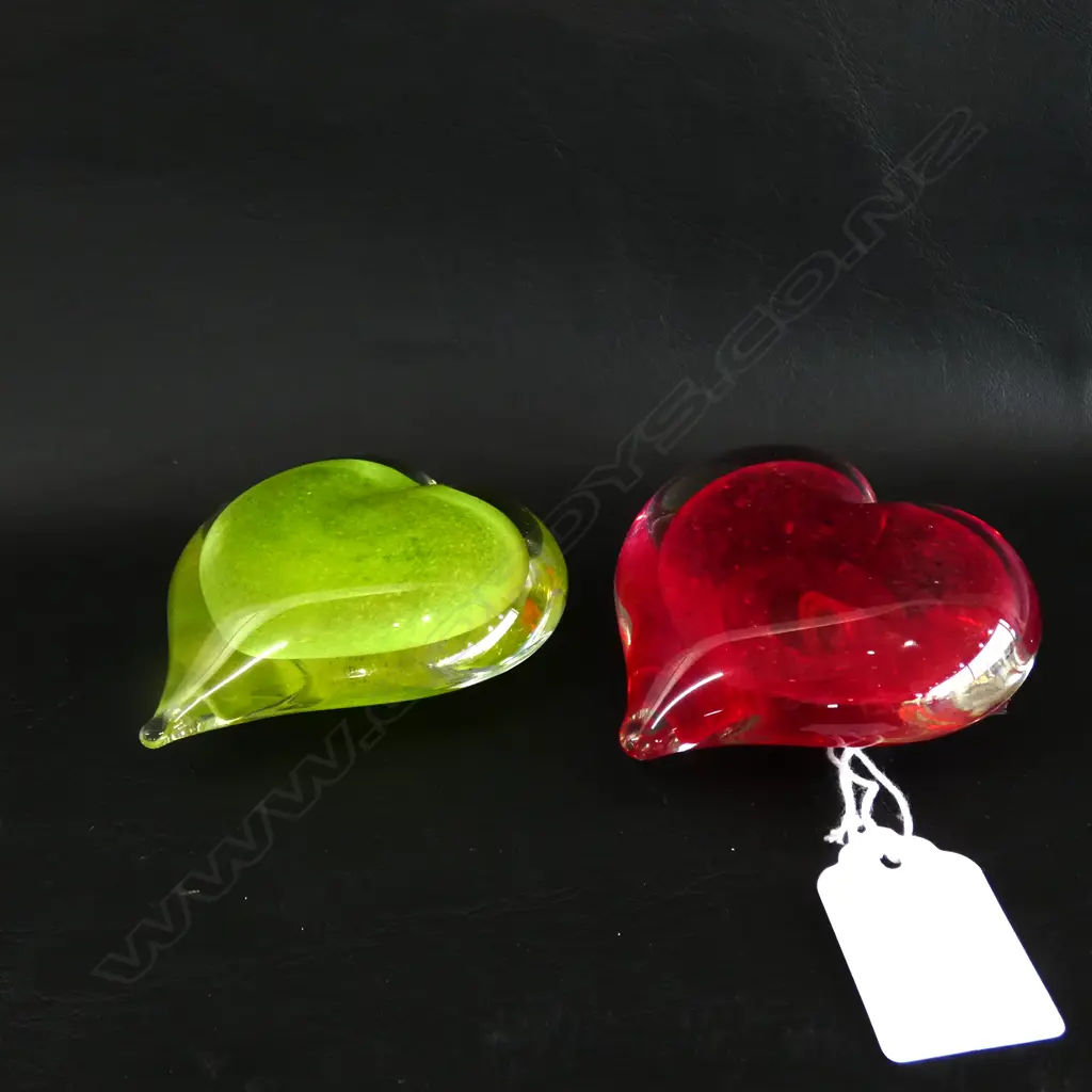 TWO HEART SHAPED PAPERWEIGHTS  Image 1++