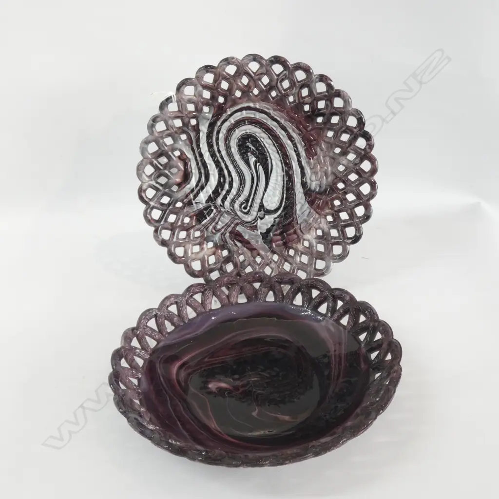 PR SLAG GLASS PIERCED PLATES; 1 WITH RD STAMP  DIA  215MM Image 1++