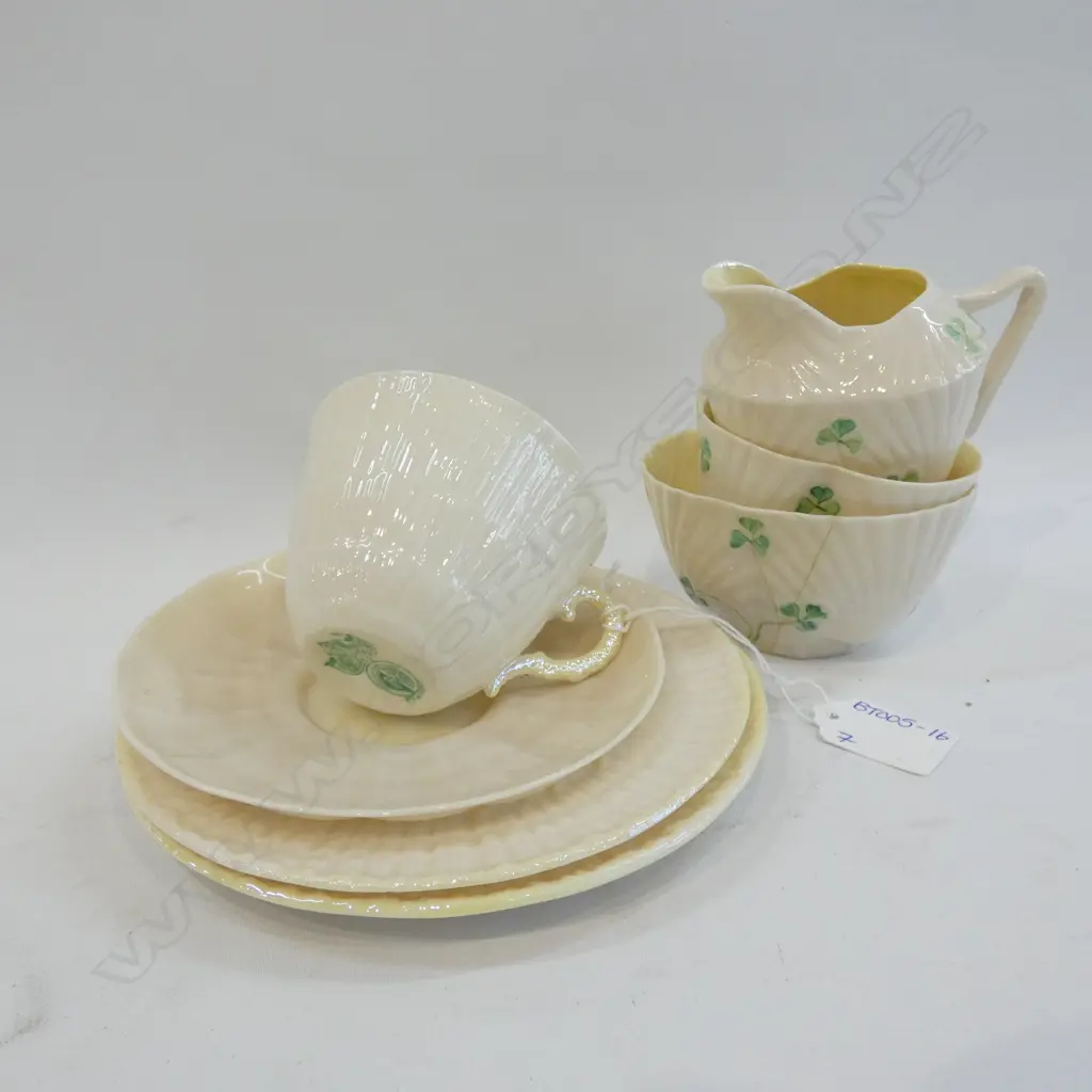 7 PCS BELLEEK CHINA INCL TRIO  Image 1++