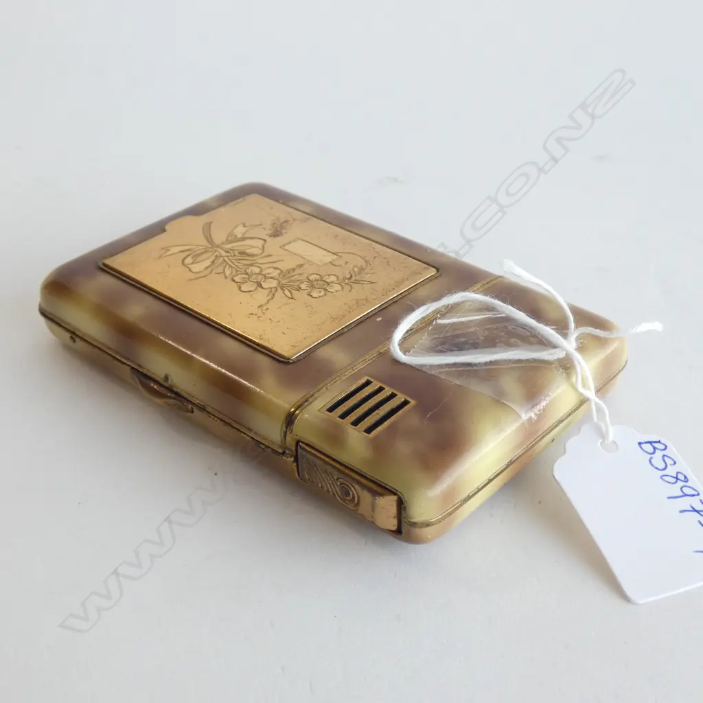 VINTAGE LADIES COMBINATION CIGARETTE CASE / LIGHTER & COMPACT  Image 1++