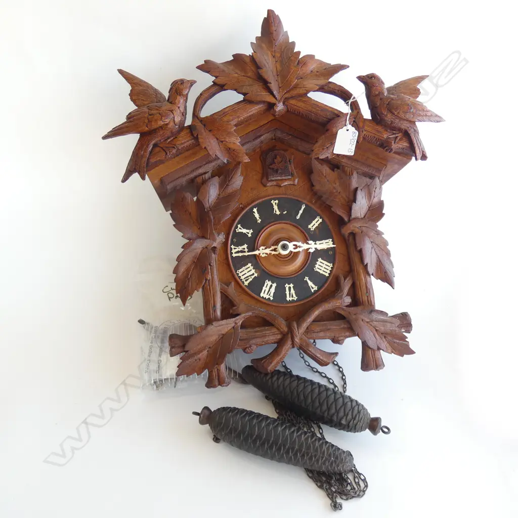 LG GERMAN WOODEN CUCKOO CLOCK WITH 2 WEIGHTS - WORKING  Image 1++