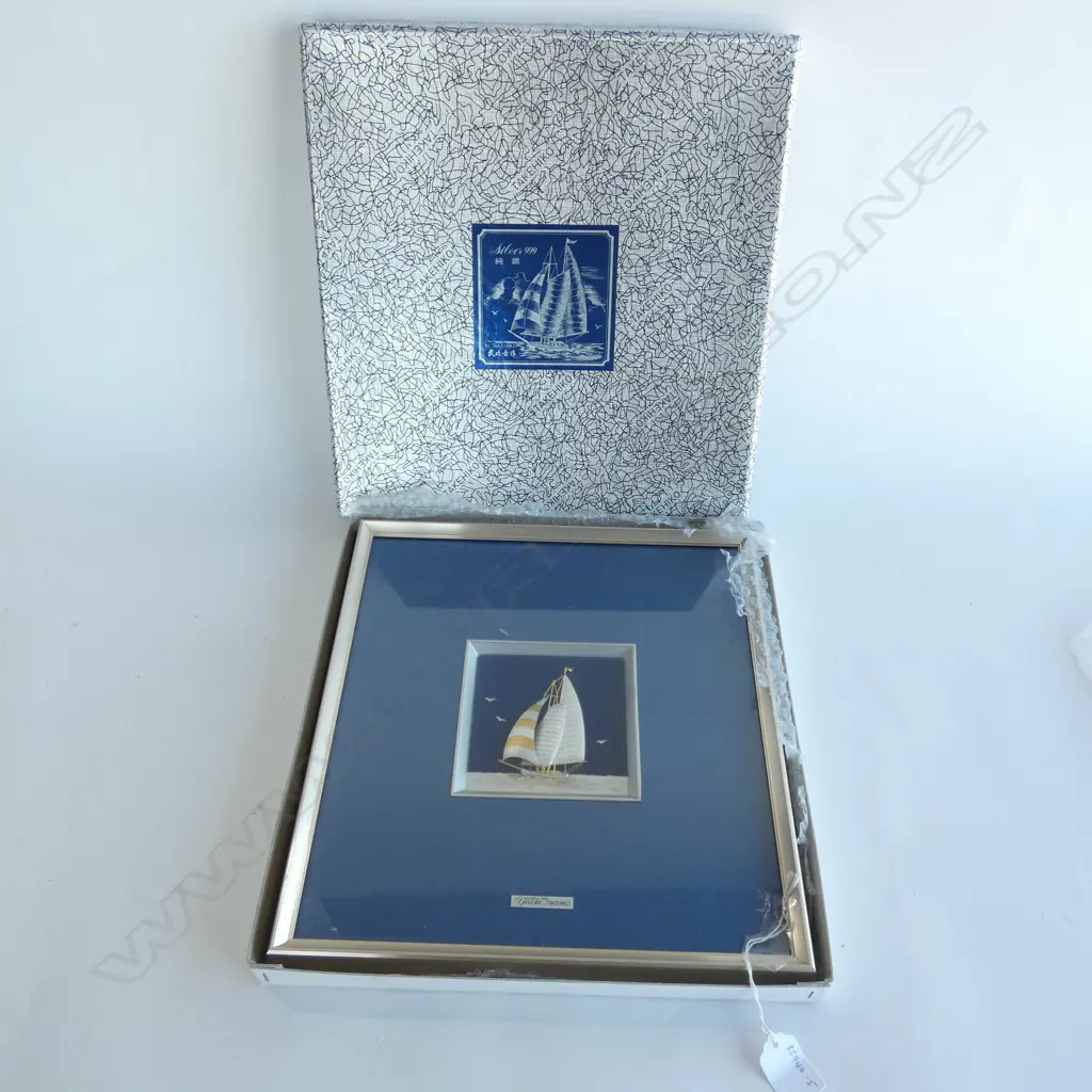 SILVER YACHT IN FRAME BY JAPANESE SILVERSMITH TAKEHIKO. Image 1++