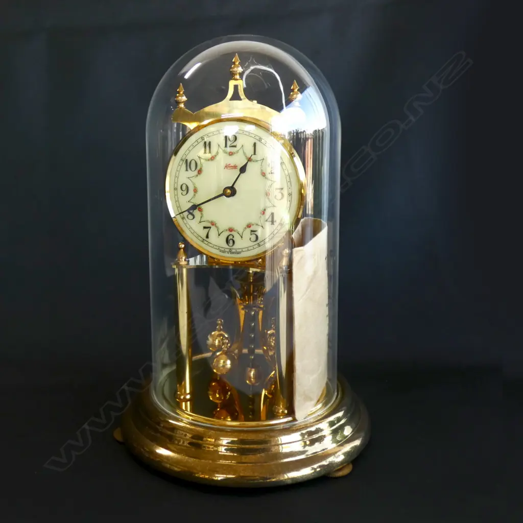 GERMAN KUNDE DOME CLOCK - WITH KEY & INSTRUCTIONS - WORKING - H 310MM Image 1++