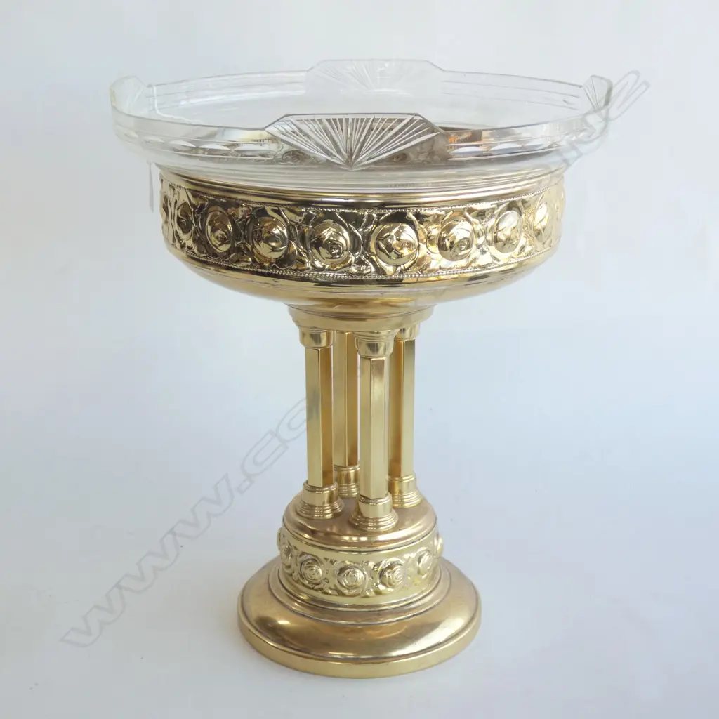 LG GOLD METAL STAND WITH GLASS BOWL INSERT DIA 315MM H. 380MM Image 1++