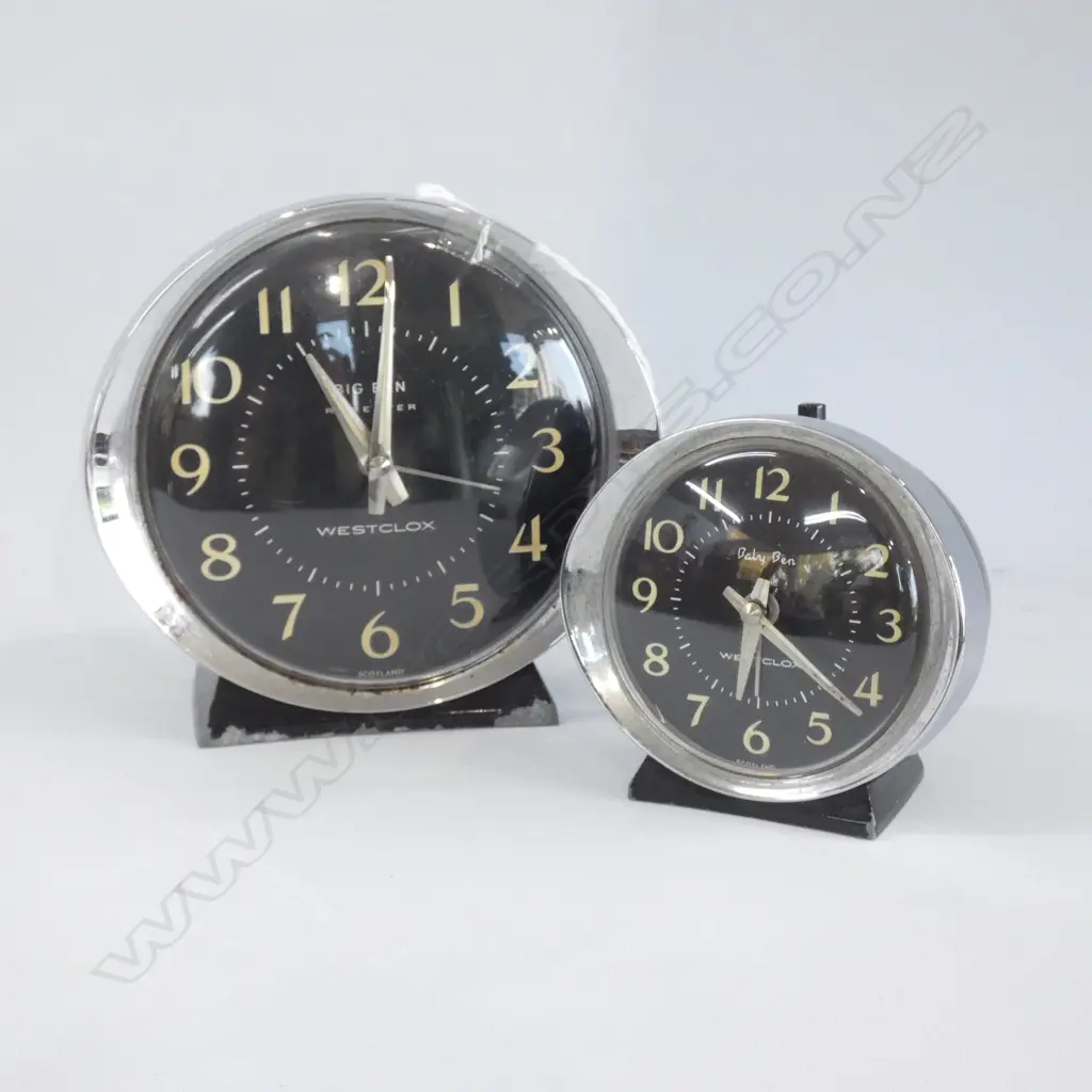 2 OLD ALARM CLOCKS; BABY BEN DIA90MM & BIG BEN DIA 130MM - BOTH WORKING Image 1++