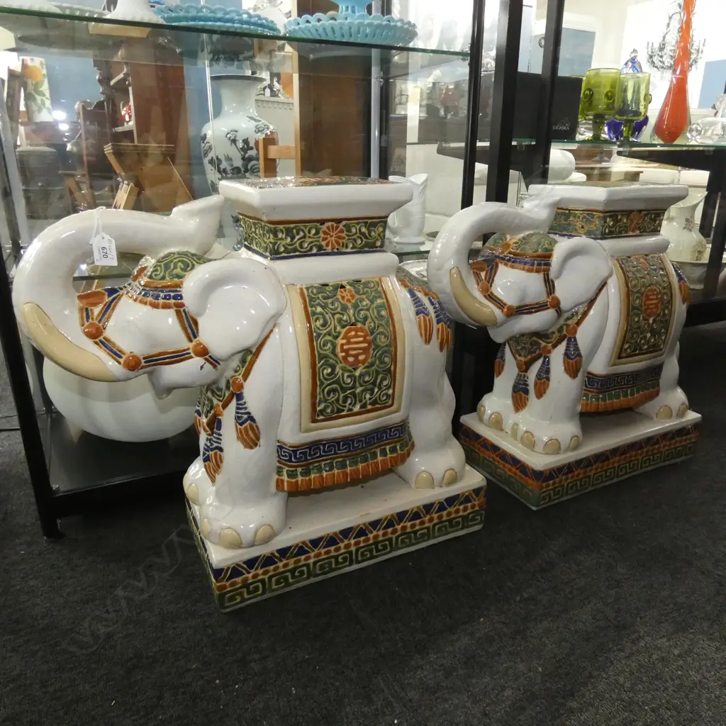PR LARGE CERAMIC ELEPHANT STOOLS H.550mm Image 1++