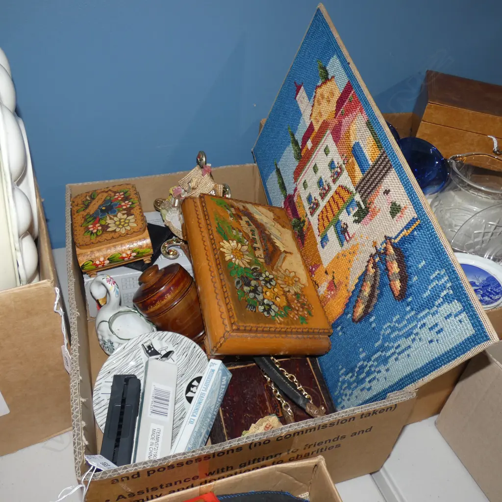 BOX LOT SWORDS, NEEDLEWORK, LILLIPUT LANE ETC Image 1++