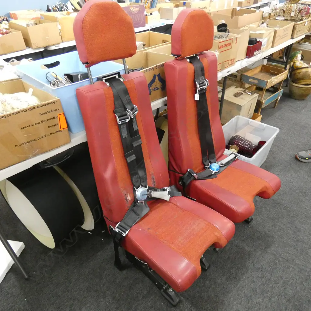 HELICOPTER PILOT SEATS RED VINYL Image 1++