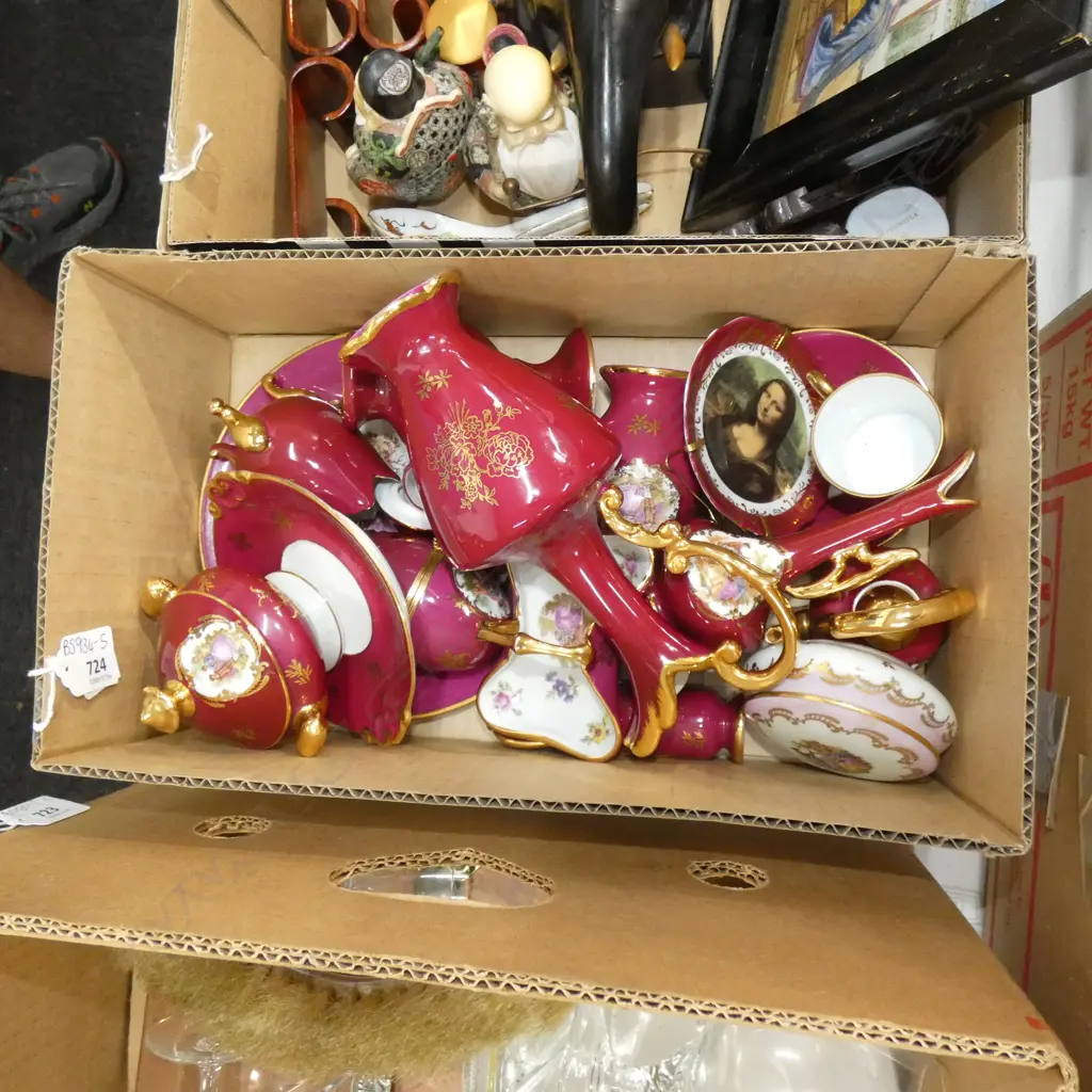 BOX LOT ASST LIMOGES CHINA; VASES / C&S/ PLATE / MINIATURES ETC. Image 1++