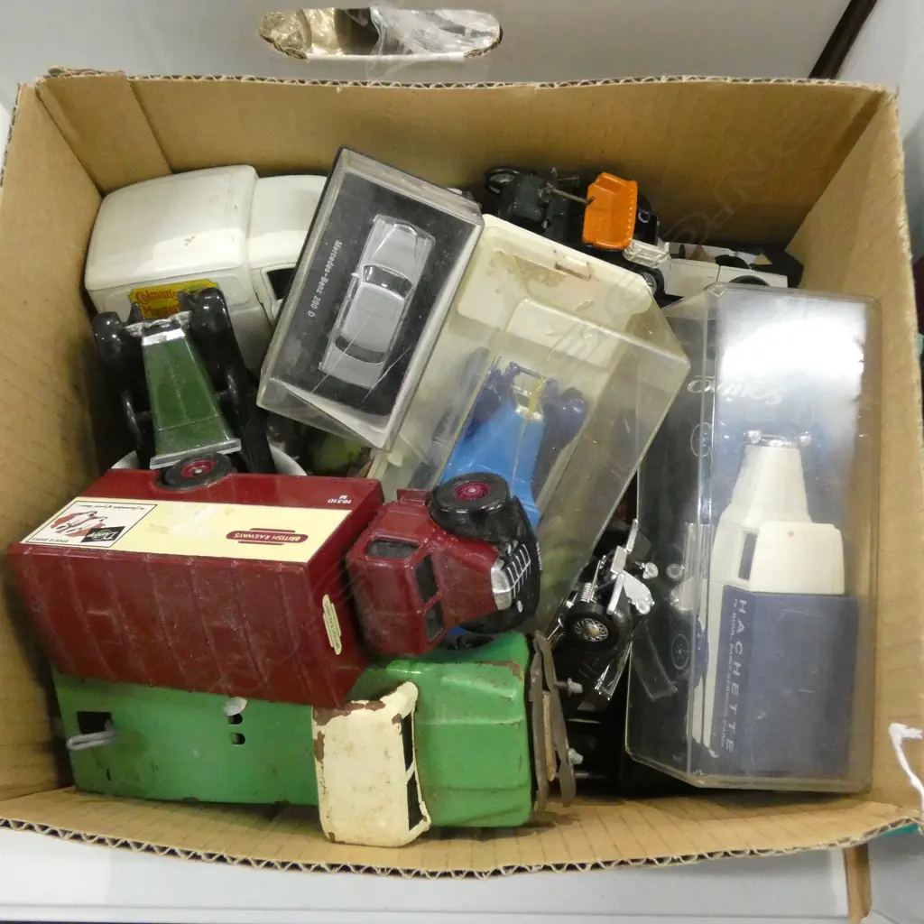 BOX LOT VINTAGE CARS, CUTLERY ETC Image 1++