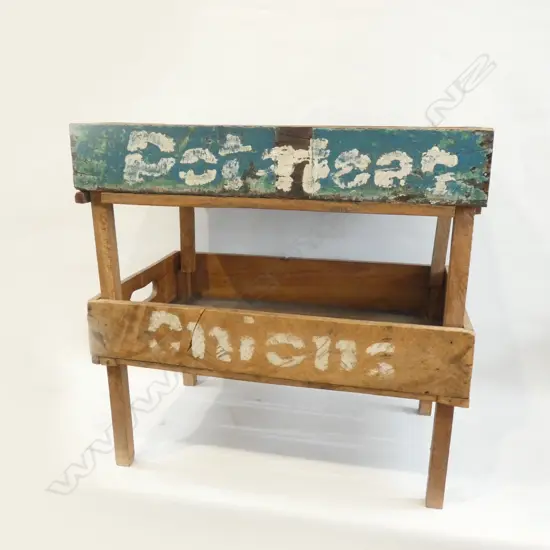 2 OLD WOODEN STACKING CRATES FOR POTATOES & ONIONS 455 X 310MM