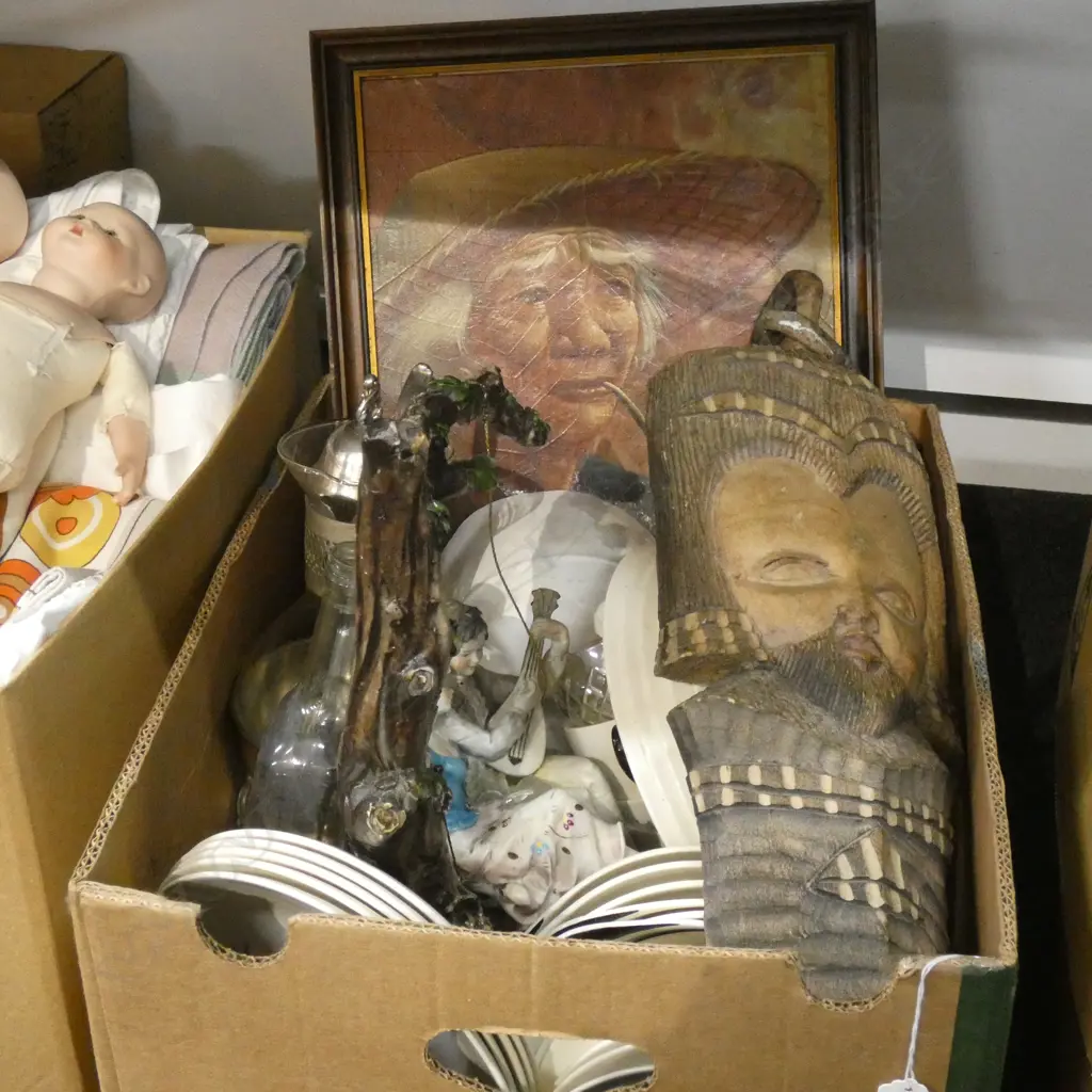 BIG BOX LOT ASST PORCELAIN / GLASS / ORIENTAL ETC.. Image 1++