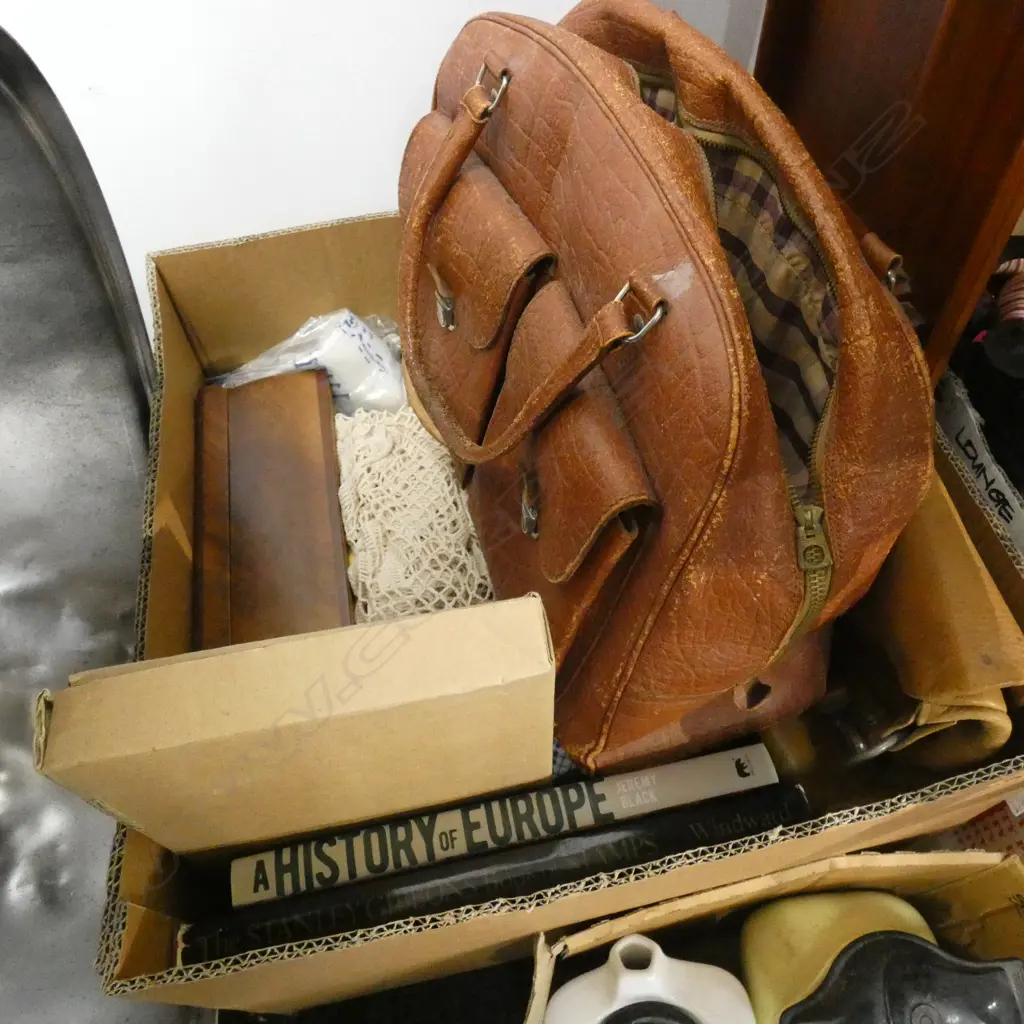 BOX LOT BRADFORD EXCHANGE PLATES, BAGS, BOOKS, LINENS ETC Image 1++