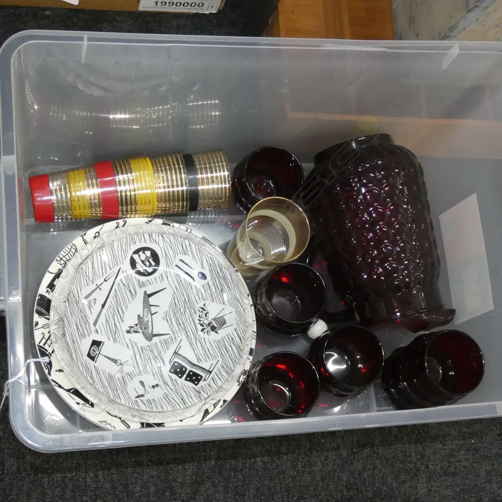 BOX OF RETRO GLASS, CHINA ETC Image 1++