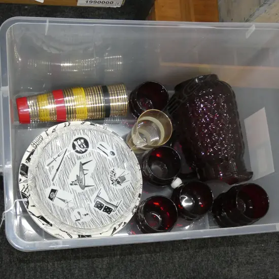 BOX OF RETRO GLASS, CHINA ETC