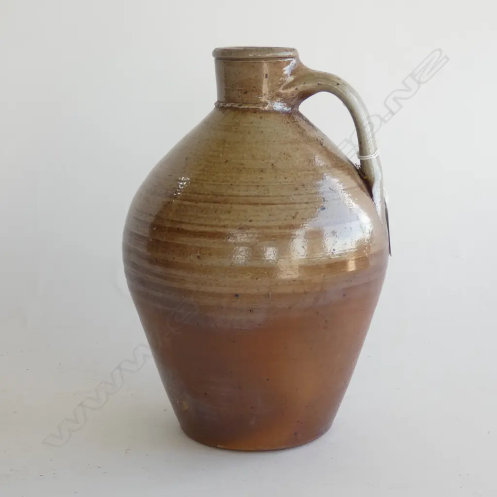 STUDIO POTTERY SALT GLAZE BALUSTER HANDLED FLAGON NO MARKS H.240mm Image 1++