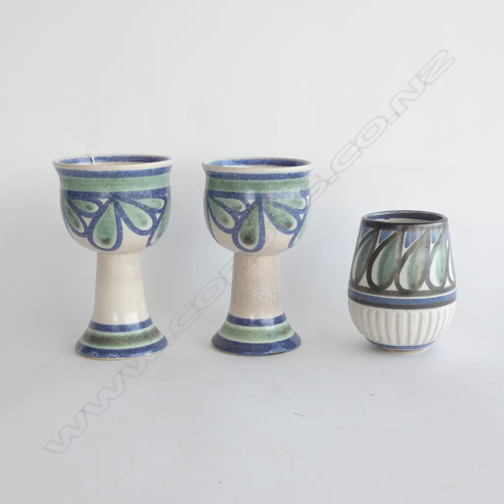 3 ANNEKE BOREN PCES; 2 GOBLETS & A CUP H.105mm Image 1++