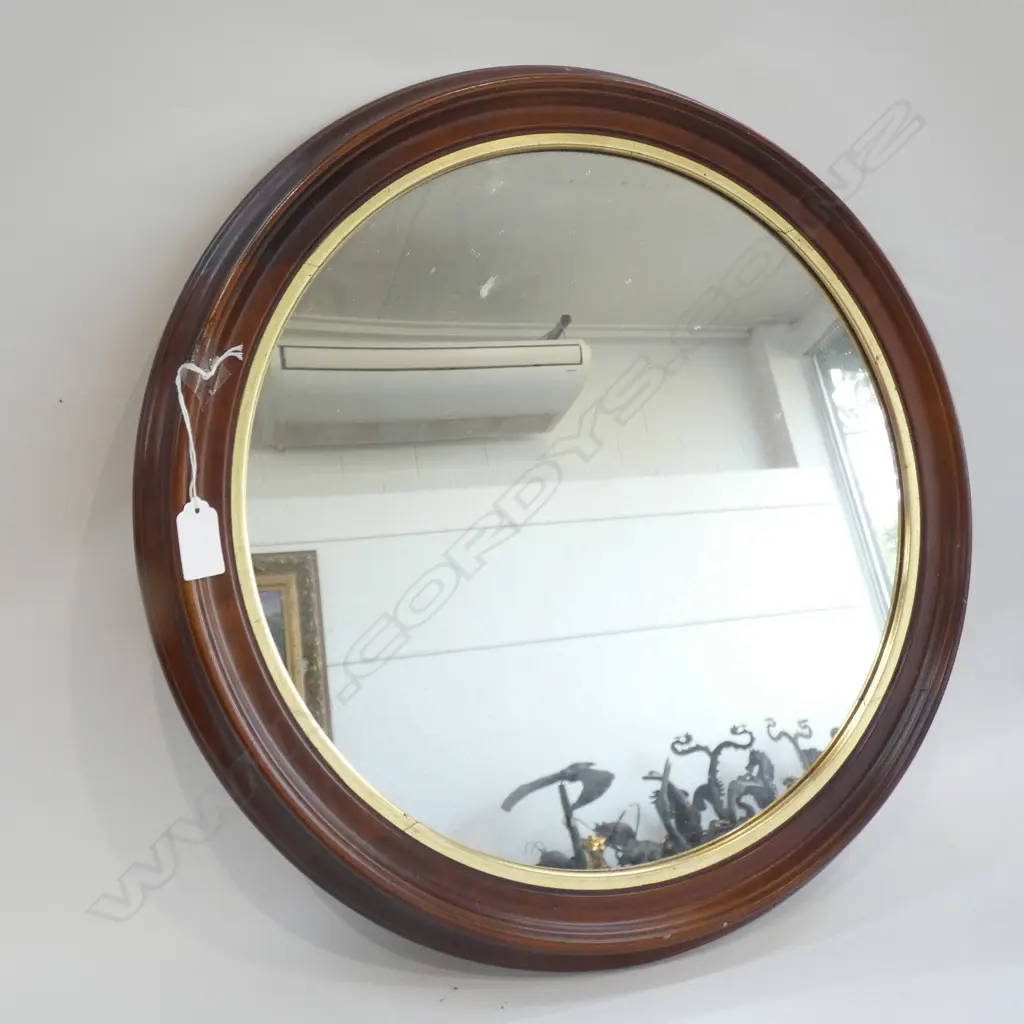 ROUND WOOD FRAMED WALL MIRROR DIA 500MM Image 1++