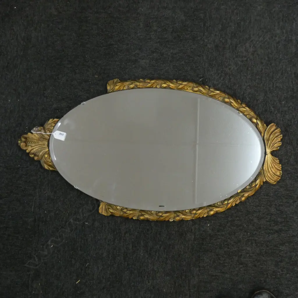 GILT FRAMED OVAL WALL MIRROR  810 X 410MM Image 1++