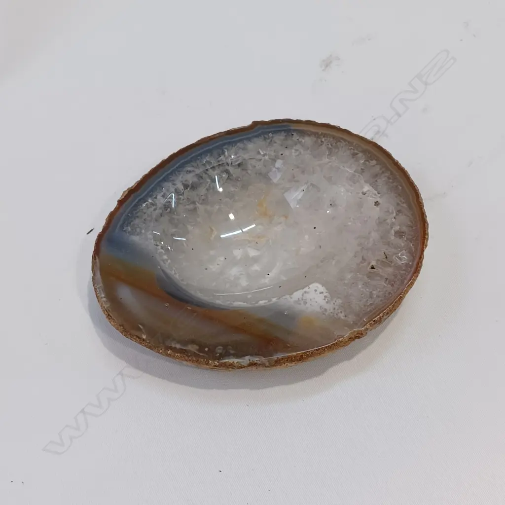 LG HAND CRAFTED 'JULIE O' GLASS PLATTER (DIA 395MM) & PC AGATE CRYSTAL (L 125MM) Image 1++