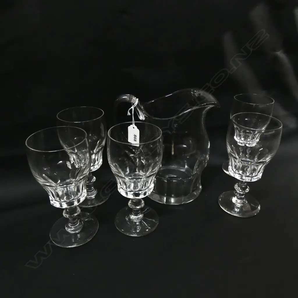 CRYSTAL JUG & 5 GLASSES Image 1++