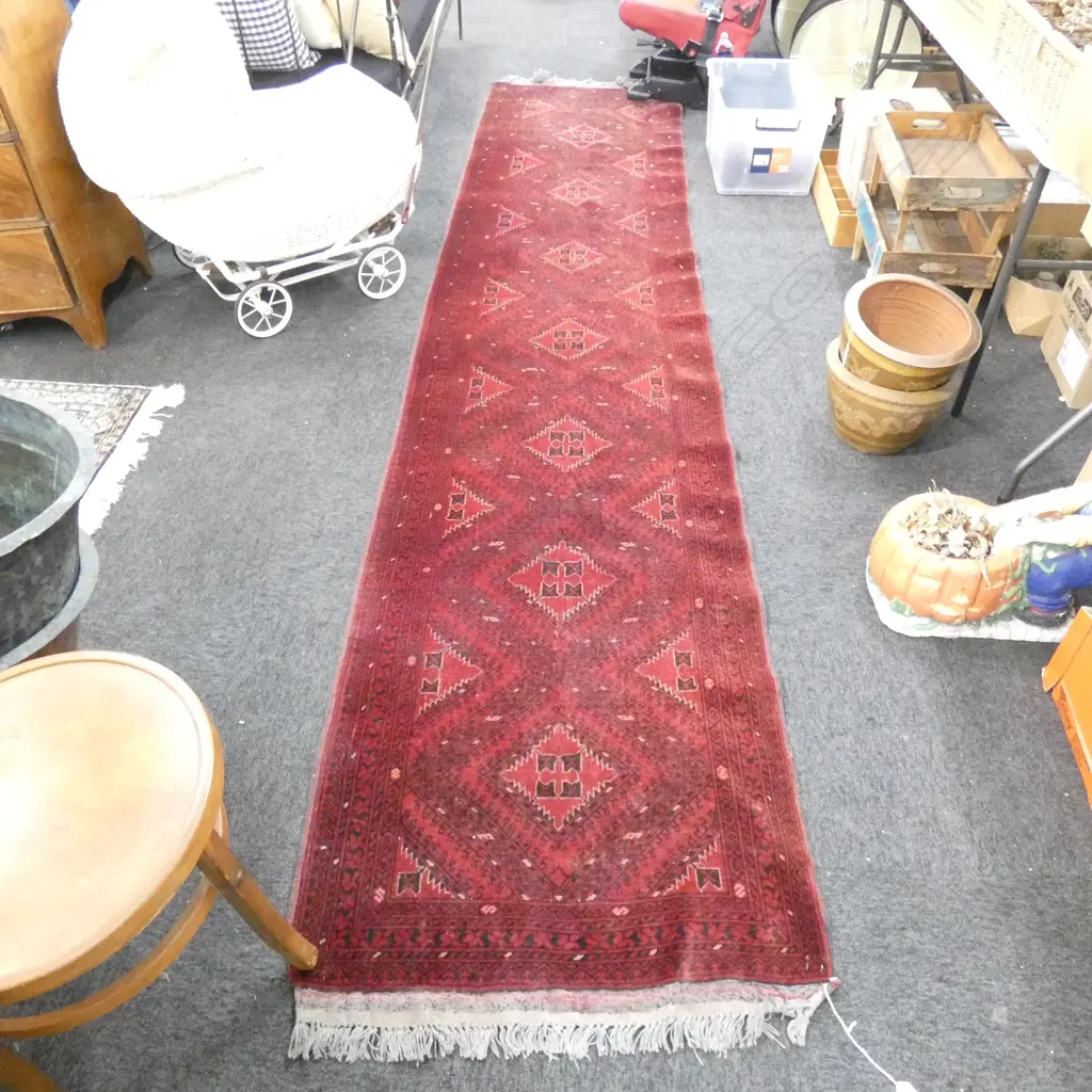 ANDKHOY ALL WOOL HAND KNOTTED RUNNER 3700x825mm Image 1++