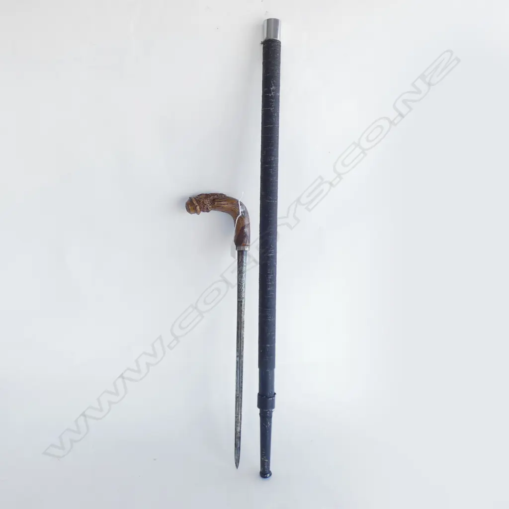 19THC SWORD WALKING STICK LATER SCABBARD Image 1++