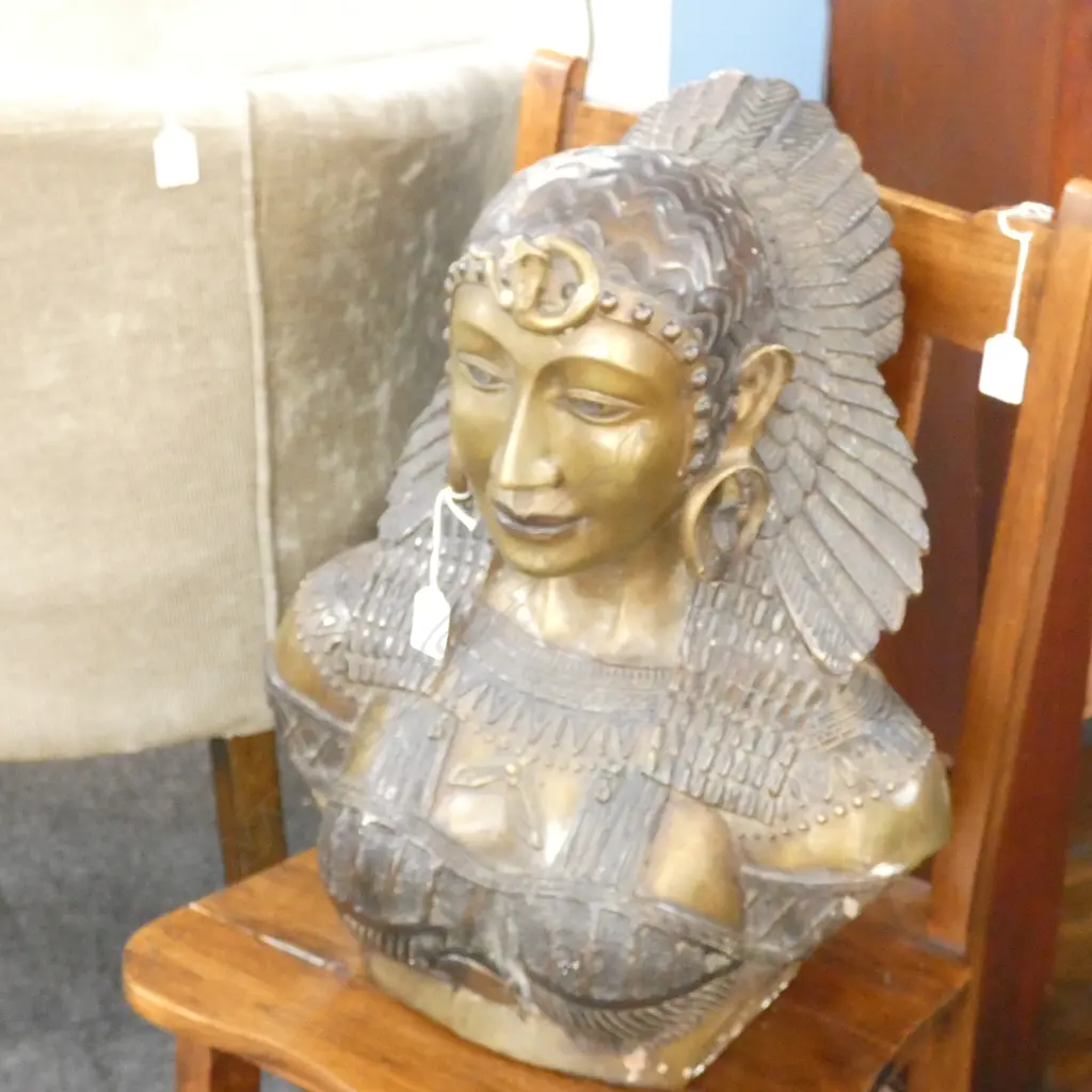 LARGE BRONZE EGYPTIAN WOMAN H.480mm Image 1++