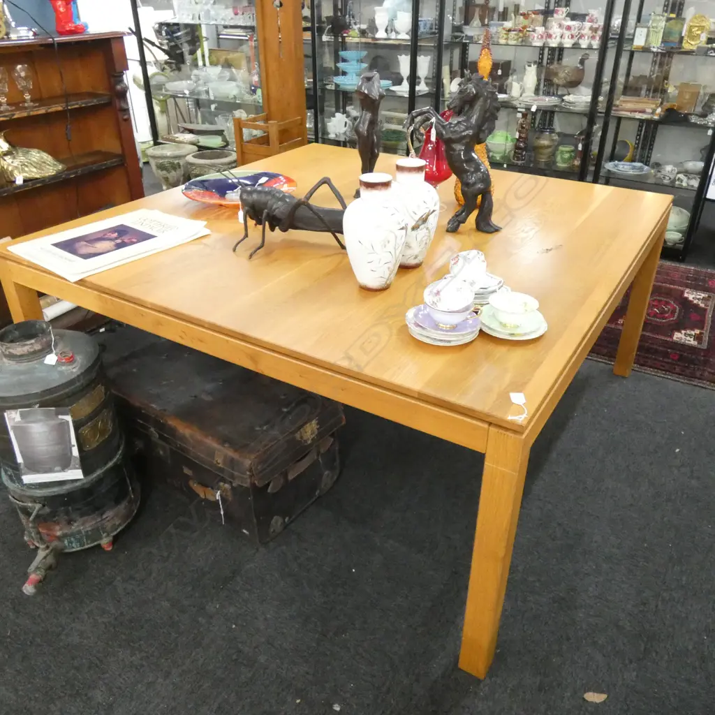 SOLID OAK SQUARE DINING TABLE 1600mm sq H.750mm Image 1++