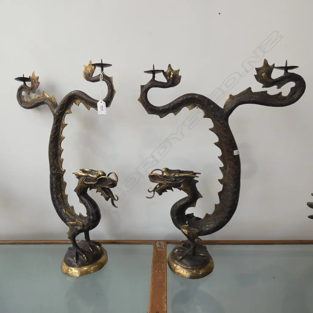 PR BRONZE DRAGON CANDLE STICKS H.580mm Image 1++