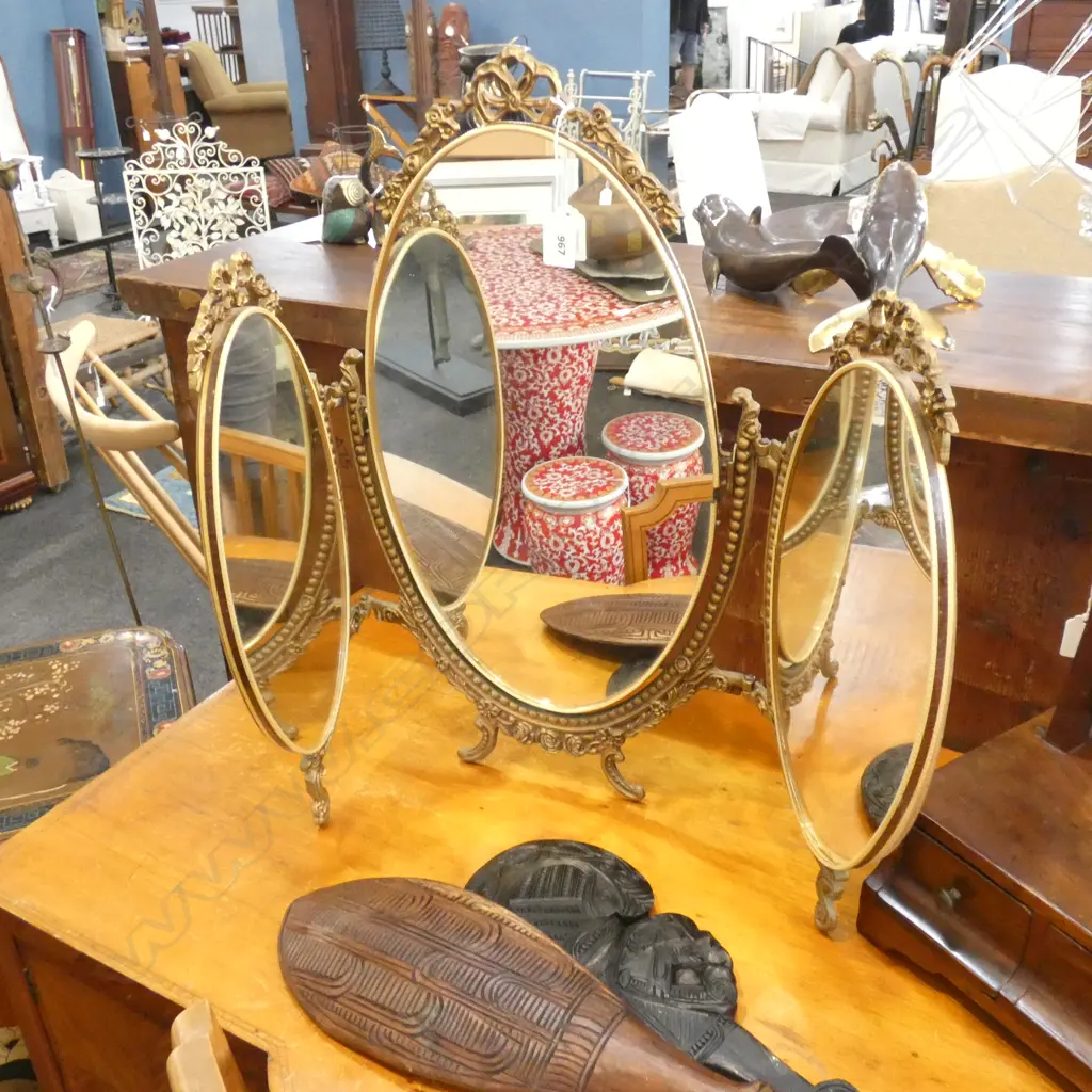 TRIPLE GILT FRAMED TABLE MIRROR H 585 L 750MM Image 1++