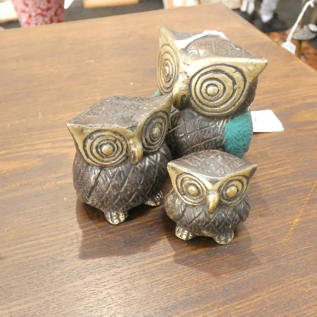 3 BRONZE OWLS H.70mm Image 1++