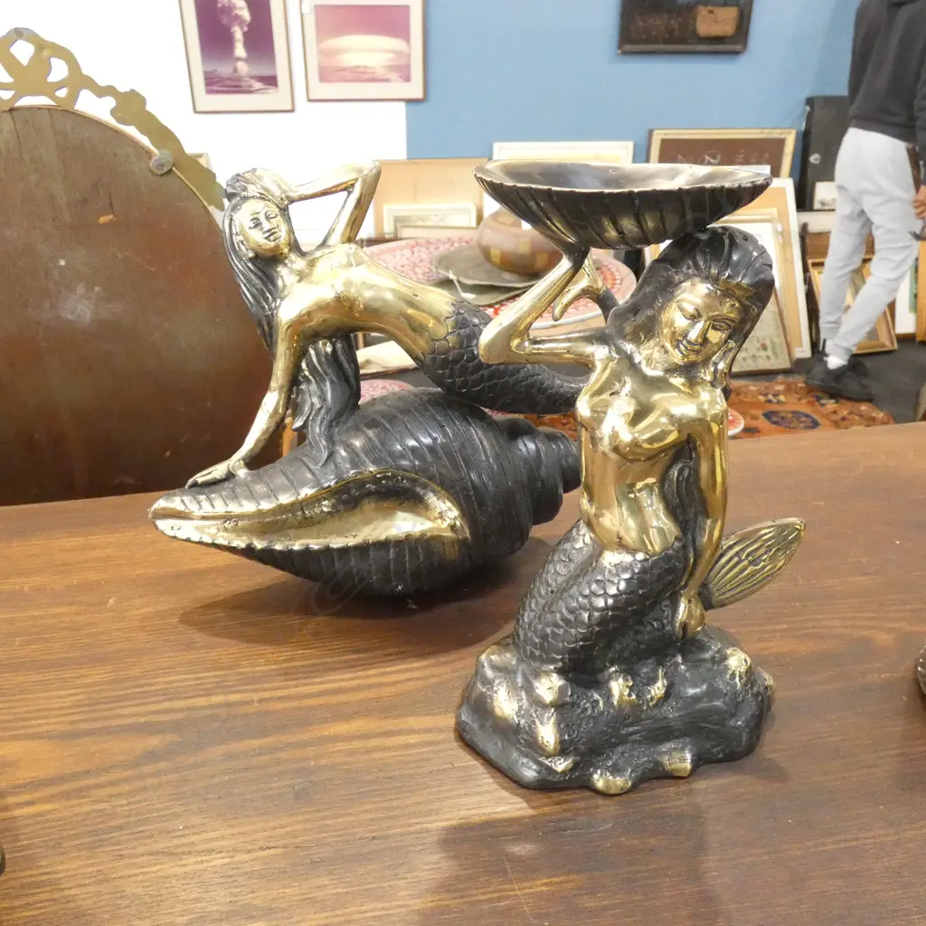 2 BRONZE MERMAIDS H.210mm Image 1++